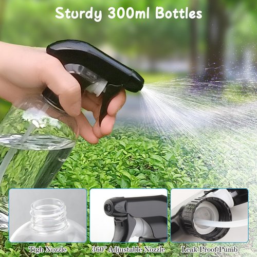 Bynccea Spray Bottle Empty Spray Bottles PET -10 oz/300 ml Plastic Water Sprayer bottles Refillable Containers Fine Mist Small Spray Bottles for Cleaning Solutions, Cooking, Hair