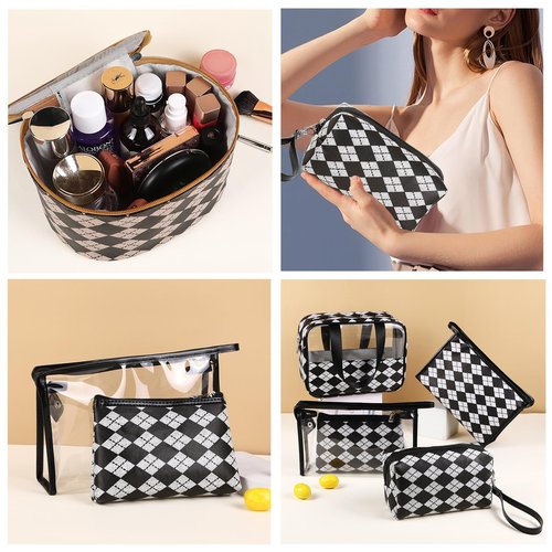 jiffordwind Makeup Bag 4 Pcs Waterproof Cosmetic Bag Set Portable Travel Cosmetic Bag Multifunction Organizer Storage Bag Toiletry Bag forWomen and Girls (BLACK)