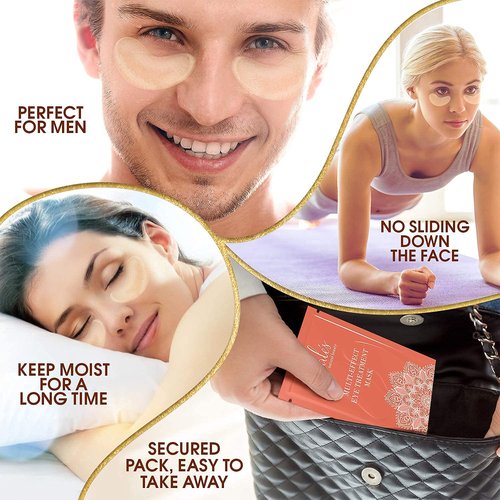 Under Eye Patches for Puffy Eyes Collagen Eye Mask for Dark Circles Gel Under Eye Pads for Wrinkles with Hyaluronic Acid Clear Eye Masks Under Eye Bags Treatment Men and Woman (15 pairs)