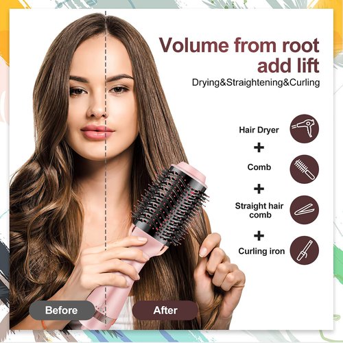 Cosermart 4 in 1 Hot Air Brush with Negative Ion Anti-frizz Blowout Brush for Drying, Straightening, Curling, Salon Volumizing