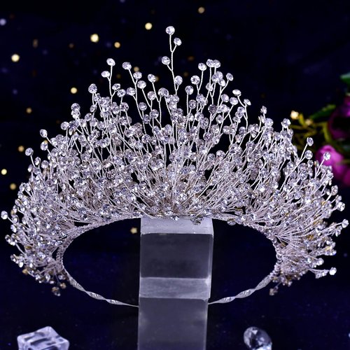 Queen Tiaras and Crowns Bridal Wedding Headband Crystal Tiara Crown, Birthday Party Wedding Pageant Hair Accessories (Silver/Single crown)