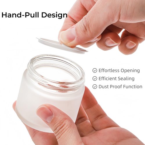 YIMITEE 16 Pack 2 OZ Frosted Glass Jars, Empty Sample Cream Jar with Screw Lids & Inner Liners, Reusable Cosmetic Container for Body Scrubs, Lotion, Powder, Ointment, Makeup, Moisturiser, DIY Crafts