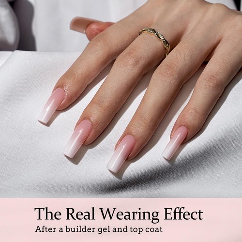 BTArtboxnails XCOATTIPS Ombre Nails - Square Press on Nails Long, 150Pcs Nail Tips Pink White Gradient Soft Gel False Nail Tips Soak Off Fake Nails Extensions DIY 15 Sizes