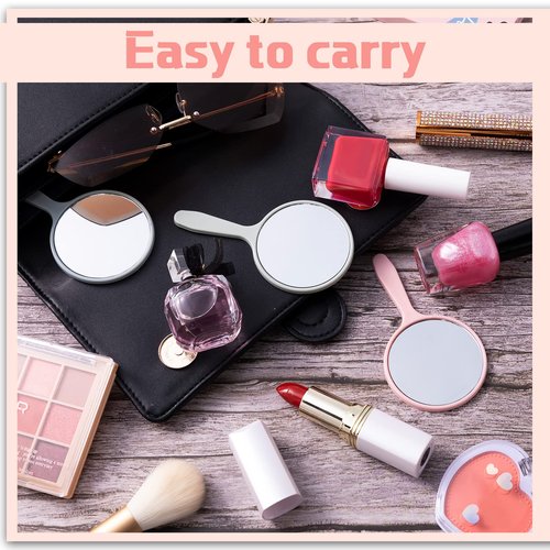 Vinsot 50 Pieces Handheld Mirror Small Hand Mirror Bulk with Handle Plastic Travel Makeup Cosmetic Compact Portable Vanity 3.94 x 2.16 Inch for Women Men Girls Kids Daily DIY Use(50 Pieces)