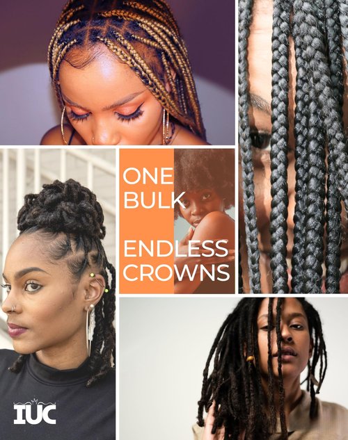 IUC Afro Kinkys Bulk Human Hair (16 Inch, 50g, Natural Black) 4C Afro Kinky-Curly 100% Human Hair, Ideal for Braiding, Twists, Dreadlocks, Loc Repair, Kid-Friendly