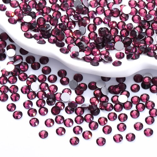 Meibite Purple Flatback Rhinestones, Glass Rhinestones for Nail Art and Craft, Glue Fix, Loose Crystal Gemstones(Purple, SS20, 1440pcs, 4.6-4.8mm)