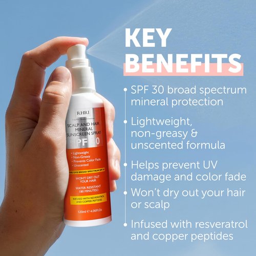 Premium SPF 30 Hair Sunscreen Spray | Non-Greasy UV Protection for Hair and Scalp | Prevents Color Fade and Dryness | Travel-Size UV Protection | Beach SunBlock | Scalp Sunscreen 4 oz 120 ml