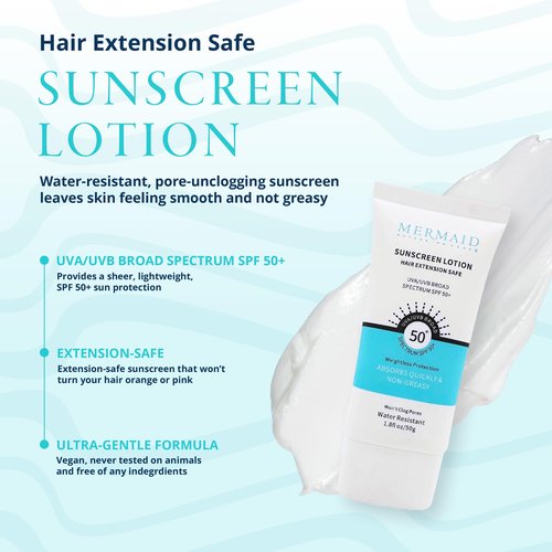 Mermaid Extension Care Travel Kit, 4 Piece Set with Extension-Safe Shampoo, Conditioner & Seafoam and Sunscreen