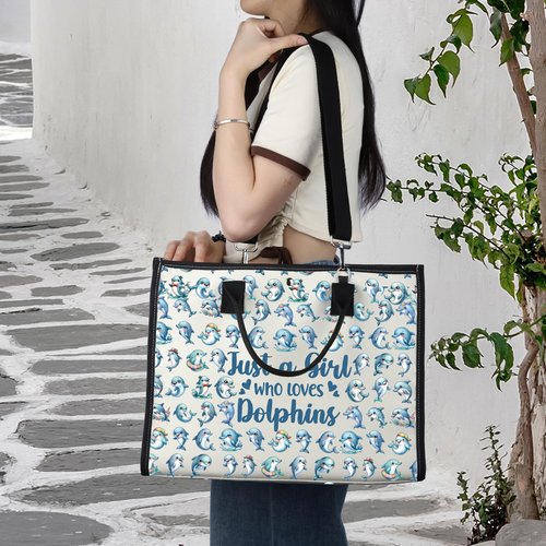 LEVLO Funny Dolphin Cosmetic Bag Animal Lover Gift Just A Girl Who Loves Dolphins Makeup Zipper Pouch Bag Dolphin Lover Gift For Women Girls (Dolphins LT)