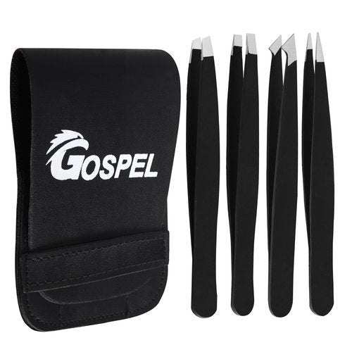 Gospel Eyelash Extensions Tweezers, Set of 4 - Stainless Steel Grip for Volume lash Extension -Tweezers for Multipurpose & Application