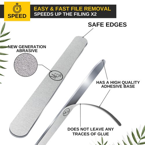 MGart Nail File 100 Grit Professional Russian Manicure Reusable Peel and Stick Nail Files, Replaceable Emery Boards, Steel Base, Manicure Tools for Salon, 50 pcs + 1 Metal Board Set