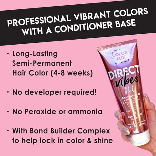 Color Lux Direct Vibes Semi-Permanent Hair Color, Copper, Vibrant & Long-Lasting Shade, Ammonia-Free, Vegan, Sulfate-Free, Paraben-Free, 8 fl oz (Pack of 2)
