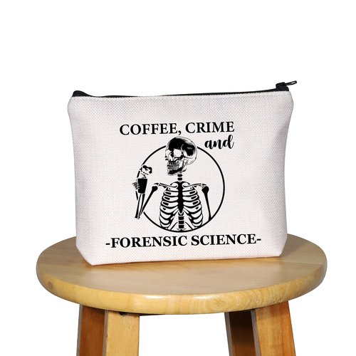 G2TUP Forensic Scientist Gift Coffee Crime And Forensic Science Makeup Bag Forensic Science Investigator Cosmetic Bag Criminologist Gift Travel Bag (And Forensic Science White Bag)