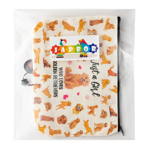 JAPBOR Makeup Bag for Dog Lovers - Golden Retriever Dog Themed Cosmetic Bags and Keychain Gifts Set, Cute Puppy Organizer Makeup Pouch, Animal Travel Zipper Toiletry for Owner Women Girl Traveling