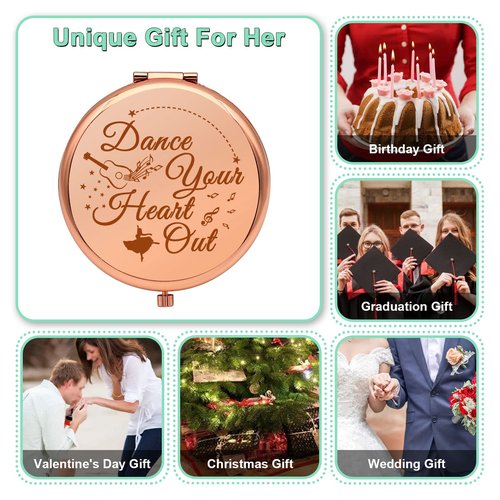 Dance Lover Gift Dancing Gift for Girls Dance Gifts for Women Compact Makeup Mirror for Dancing Teacher Folding Makeup Mirror for her Inspirational Present for Women Girl Birthday Graduation