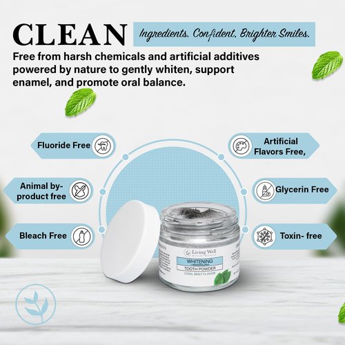 Living Well with Dr. Michelle Remineralizing & Whitening Tooth Powder Cool Mint | Fluoride-Free Hydroxyapatite Formula | Supports Enamel Strength and Natural Whitening