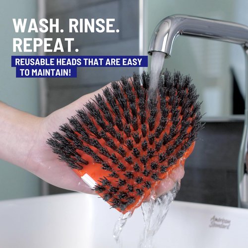 Moku Home Replacement Scrubber Refill for Moku Home Extendable Tub Tile Shower Scrubber for Cleaning Non-Scratch (1x Bristle Brush Red)