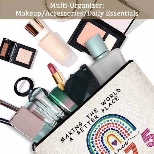RolenBox 50th Birthday Gifts for Women Her 1975 Anniversary Small Cosmetic Travel Pouch Makeup Bag 50 Year Old Birthday Decorations Party Favors for Mom,Wife,Sister,Friend,Mothers Day