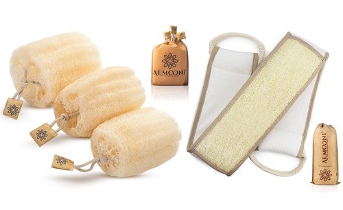 Premium Natural Egyptian Shower Loofah Sponge and Back Scrubber Back Bundle, Exfoliating Shower Loofah Body Scrubbers Buff Away Dead Skin for Smoother, More Radiant Appearance