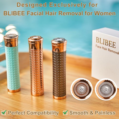 BLIBEE Hypoallergenic Replacement Heads & Blades for Facial Hair Remover, 2-Color 4-Pack, Perfect Fit for Women's BLIBEE Hair Removal Device, Sensitive Skin Safe