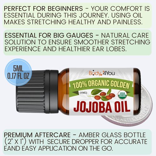 BodyJ4You 18PC Body Piercing Stone Plugs - Ear Stretching Balm Organic Jojoba Oil Aftercare - Beginners 00G 10mm - Saddle Double Flared Tunnels Expander Earrings
