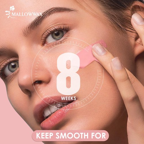 Mallowwax Hard Wax Beads for Hair Removal, 2LB – Premium Hair Removal Wax Refill for Sensitive Skin with Rose Formula, Ideal for Facial and Brazilian Areas