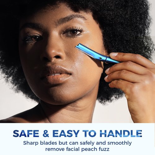 Upgrade Metallic Blue Finish Eyebrow Razor with Rose Gold Eyebrow Razor