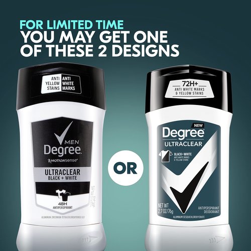 Degree Men UltraClear Antiperspirant Deodorant Black + White 4 count 72-Hour Sweat & Men Antiperspirant Deodorant Adventure 4 Count For Freshness and Odor Protection