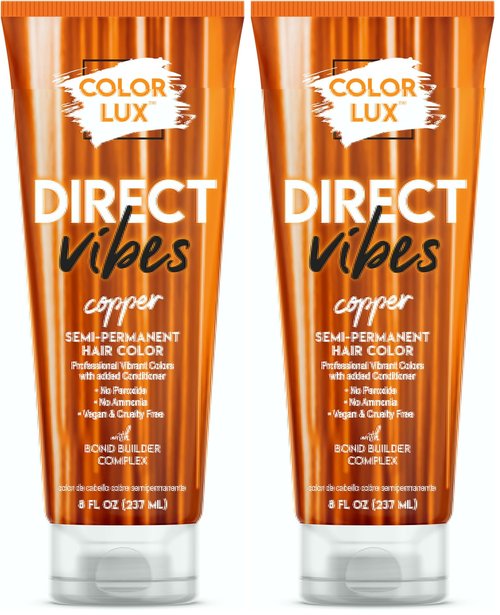 Color Lux Direct Vibes Semi-Permanent Hair Color, Copper, Vibrant & Long-Lasting Shade, Ammonia-Free, Vegan, Sulfate-Free, Paraben-Free, 8 fl oz (Pack of 2)