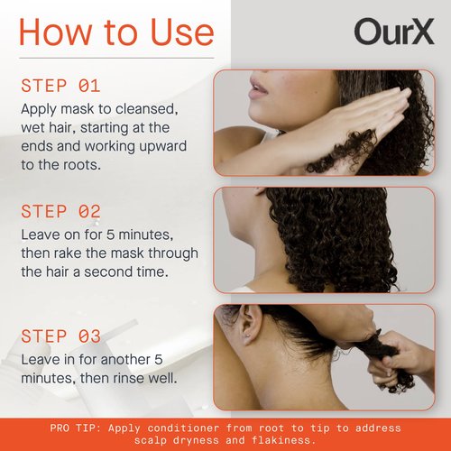 OurX Hydration Hair Mask – Intensive Conditioning Compound (300ml) | Deep Moisture & Repair for Curly, Coily & Frizzy Hair | Peptides + Squalane Formula for Hydrated, Defined Texture