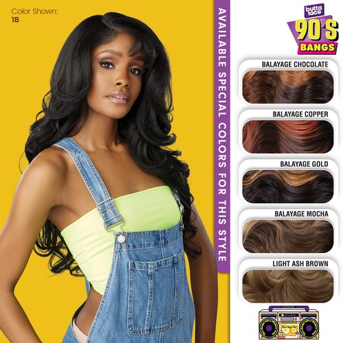 Sensationnel Butta Lace 90Sbangs Wigs - Unit 903 Glueless Wide Deep Part Synthetic Preplucked Hairline (BALAYAGECOPPER)