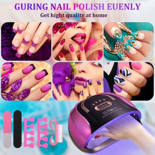 MUSERAY UV LED Nail Light, 256W High Power Gel Light, 4 Timer Settings and Professional Manicure Lamp with Automatic Sensor (Comes with 9 Free Gifts)