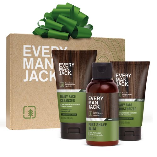 Every Man Jack Daily Post Shave Set -Three Full-Size, Fragrance Free Skin Care Essentials For a Complete Routine - Face Wash, Face Lotion, Post Shave Balm