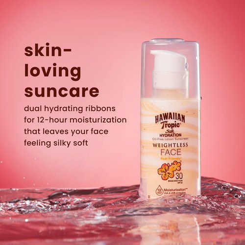 Hawaiian Tropic Everyday Active Clear Spray Sunscreen SPF 30 Twin Pack, 6oz Each & Hawaiian Tropic Weightless Hydration Face Sunscreen SPF 30, 1.7oz Travel Size