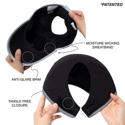 Ponyflo Performance Ponytail Running Hat - Ponytail Hats for Women - High Ponytail Hats for Women - Baseball Cap Women Black