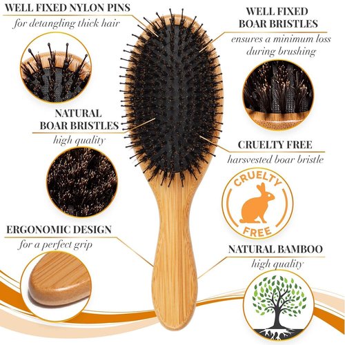 Belula Organically Care for Your Skin. Dry Brushing Body Brush Set and Boar Bristle Hair Brush Set. Restore Shine and Health to Your Skin and Untangle Knots