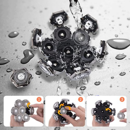Replacement Head for Electric Shaver Mens Electric Razor Head 6D - Close Head Shavers for Men Replacement Head - Wet & Dry Bald Shavers Blades Waterproof Shavers Replacement Blades Head（Gray）