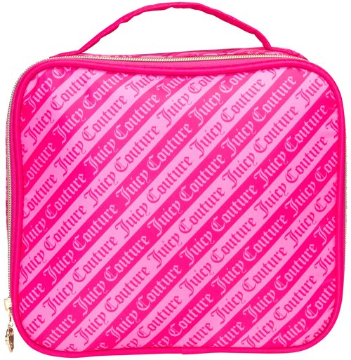Juicy Couture Hot Pink Makeup Bag Cosmetics Organizer Travel Essentials Compartmentalized Logo Print