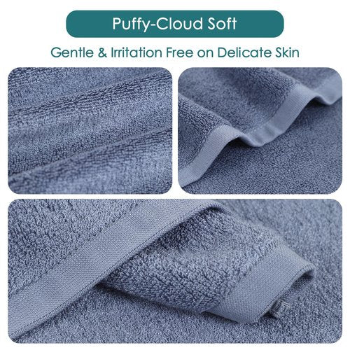 Wash Cloths 6 Pack, Super Soft and Gentle Face Towel on Sensitive Skin, Reusable Makeup Remover Eraser, 13x13 inch Large Washcloths for Face and Body, Easy to Clean Slate Blue Facial Cleaning Cloths