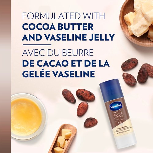 Vaseline Cocoa Shimmer Jelly Stick Highlighter & Luminizer Cocoa Butter Body Shimmer Stick, Lotion, Travel Size, for Glowing Skin, 1.4 Oz Ea (Pack of 6)