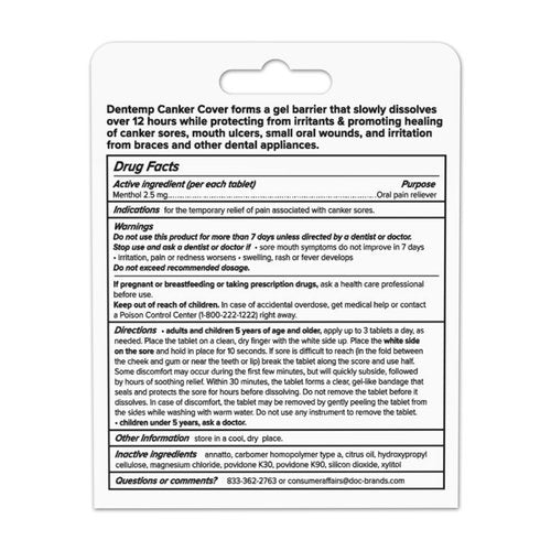 Dentemp Canker Cover - Canker Sore Medicine Pain Reliever - Canker Sore Treatment to Relieve Canker Pain, Mouth Sores & Mouth Irritation - Fast Acting Canker Sore Relief Tablets for Adults (24 Count)