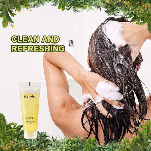 SLequipo 100 Pack Travel Size Refreshing Shampoo Amenities, 1fl oz Mini Shampoo Bottles