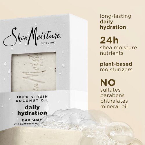SheaMoisture Shea Butter Body Wash Bar Soap, Cleansing Skin Care to Soften & Restore, 100% Virgin Coconut Oil with Coconut Milk, Shea Butter & Acacia Senegal, 8 Oz Bar - 6 pack