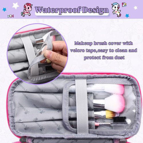Tokidoki Official Unicorno Makeup Bag Cute Cosmetic Bag Large Capacity Travel Makeup Case Portable Organizer Toiletry Bag for Women Traveling with Handle (Pink)