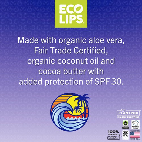 Eco Lips Classic Sport Broad Spectrum Sunscreen Lip Balm 6-Pack - Made in USA (Classic Vanilla SPF 30)