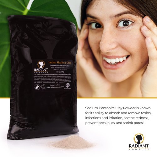 Radiant Complex Sodium Bentonite Clay Powder - Indian Healing Clay - 100% Pure Sodium Bentonite - DYI Clay Face Mask - 5 lbs