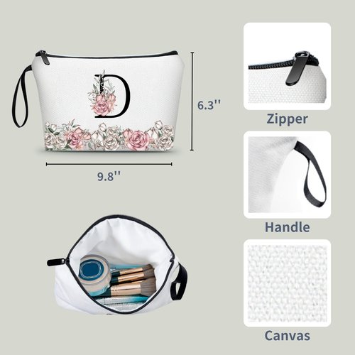 ARIOSEY Personalized Gifts for Women,Small Make Up Bags for Purses,Valentines Day Gifts for Teen Girls,Initial Bags for Women,Monogrammed Makeup Bag,Mother's Day Gift(Letter D)