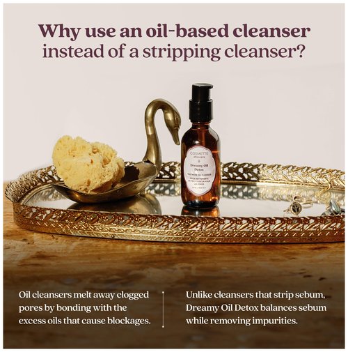 Cosmette Dreamy Deep Cleansing Oil Blend for Sensitive Skin, Vegan Makeup Remover & Facial Pore Cleanser - Jojoba, Coconut, Castor, Pumpkin & Lavender - Gentle, Hydrating, Natural Skincare, 1.7 FL Oz