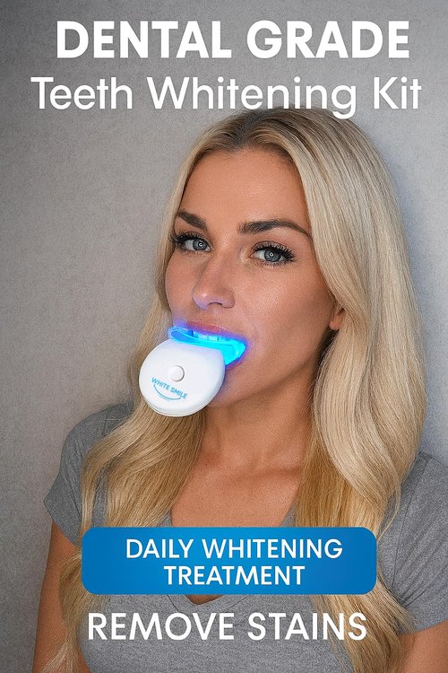 WHITE SMILE Teeth Whitening Kit, LED Light System, 35% Carbamide Peroxide 3 Gel Syringes, 10-Minute Treatment, Non-Sensitive Formula