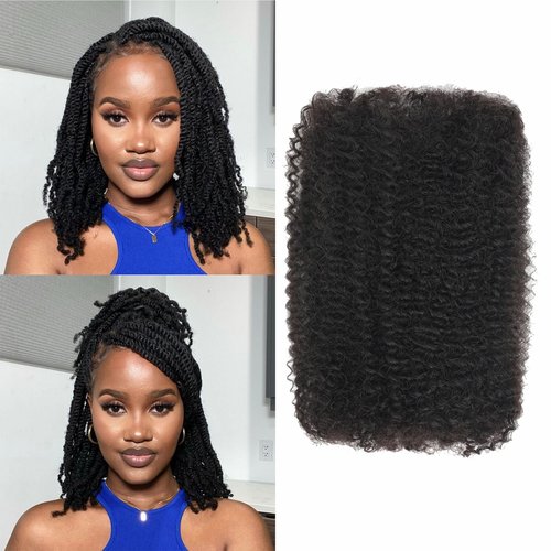 YuDragonFt Afro Kinkys Bulk Human Hair 20-Inch 30g/bundle Natural Black Kinky-Curly Bulk Hair for Dreadlock Extensions Microloc Loc Repair Twist Braids - Bleachable and Dyable (1 B, 20 Inch)